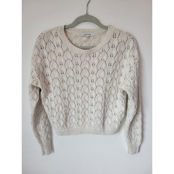Hooked Up by IOT Sweaters - Hooked Up‎ Pointelle Open Knit Sweater – Women's Small